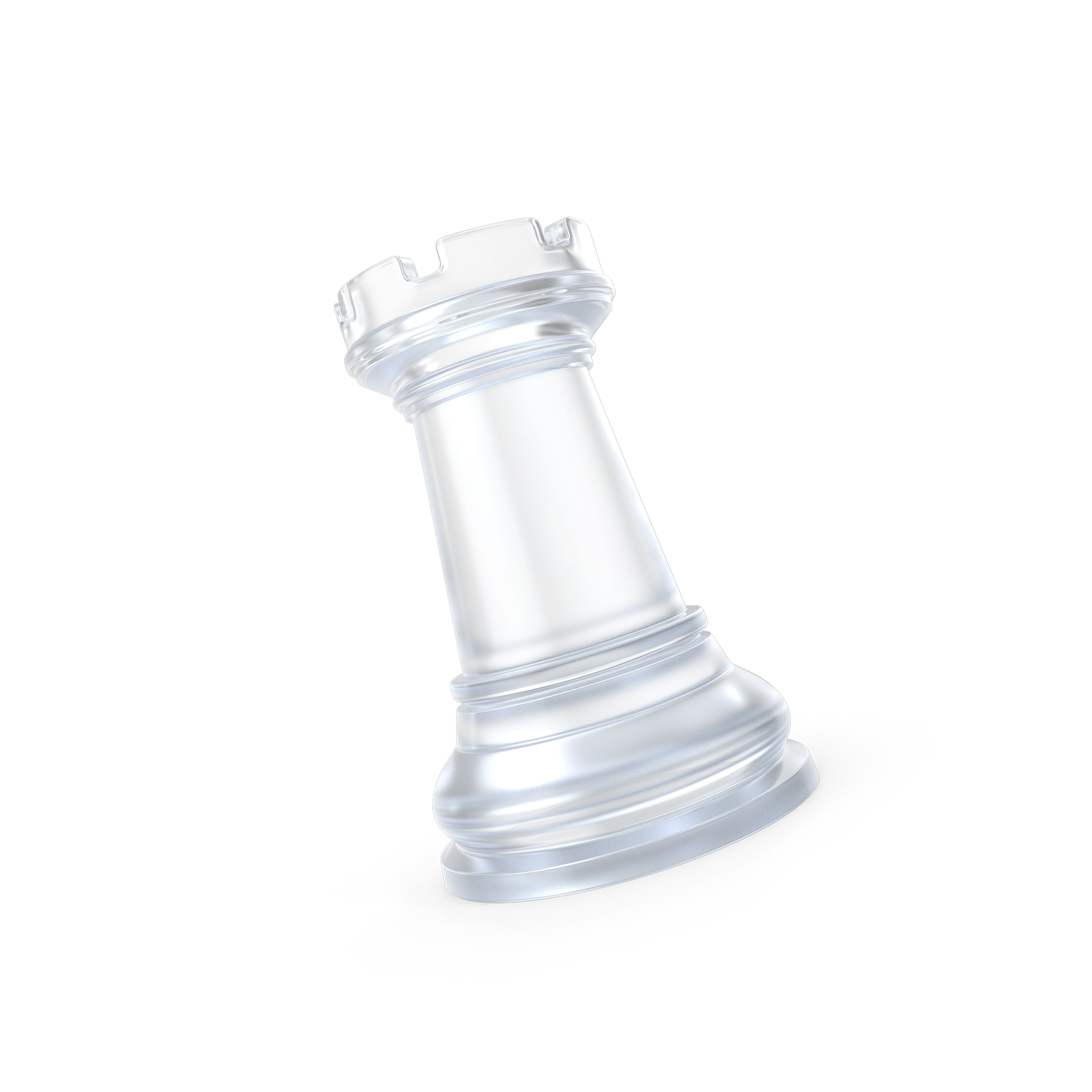 Tour d’échecs en verre illustrant la solidité et la structure du conseil stratégique du cabinet Dominique Lambin.